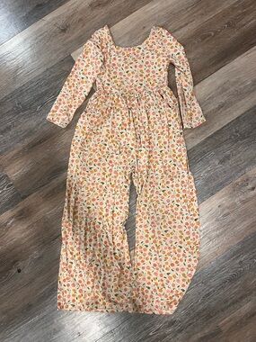 SweetHoney Cream Peach-Print Long Sleeve One-Piece